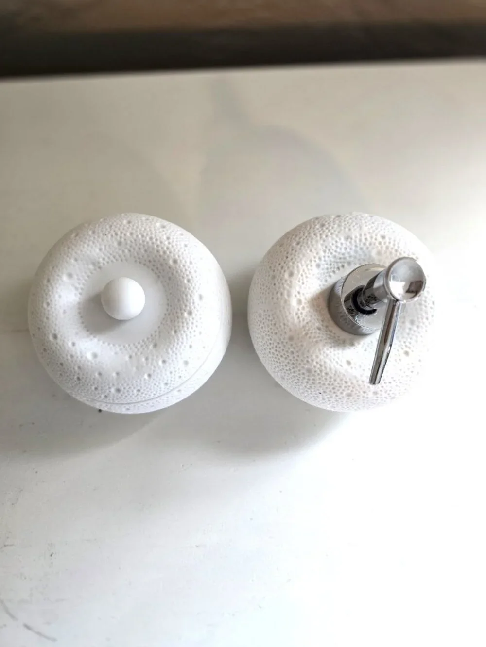 Pigeon & Poodle Hilo White Porcelain Sea Urchin 2pc Bathroom Set - Soap Pump/Jar
